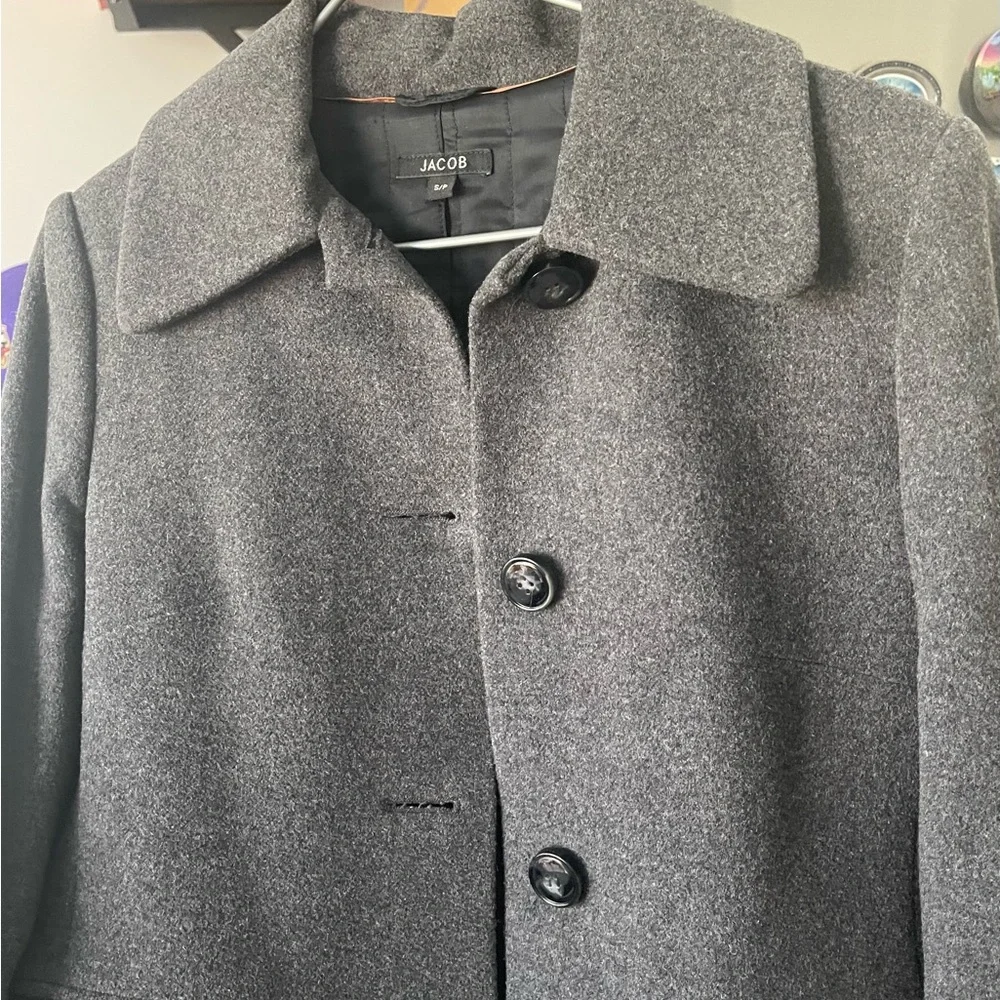 Jacob Gray Trench Coat Wool Blend Formal - Picture 1 of 3